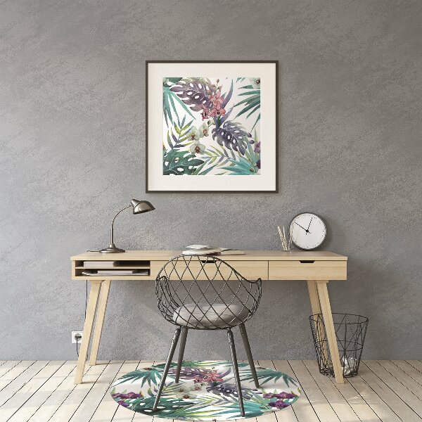 Office chair mat tropical leaves