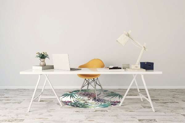 Office chair mat tropical leaves
