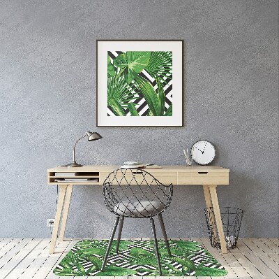 Office chair mat tropical leaves