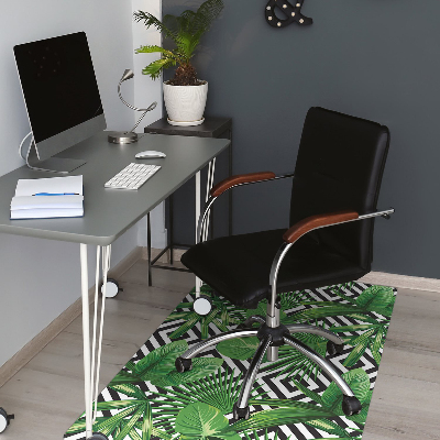 Office chair mat tropical leaves