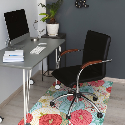 Office chair floor protector flowery pattern