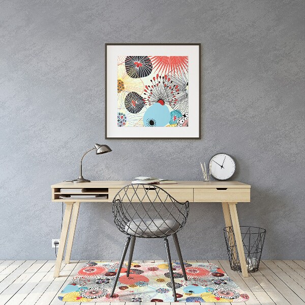 Office chair floor protector flowery pattern