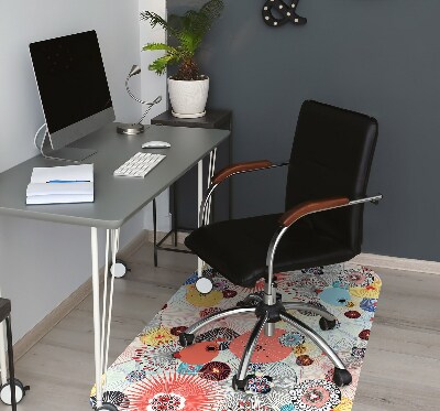 Office chair floor protector flowery pattern