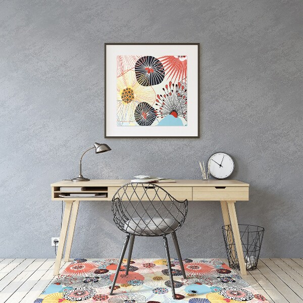 Office chair floor protector flowery pattern