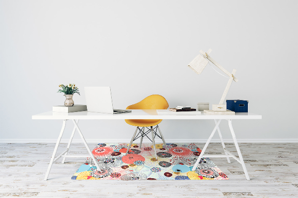 Office chair floor protector flowery pattern