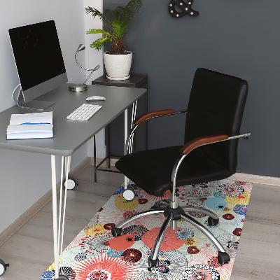 Office chair floor protector flowery pattern