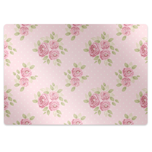 Desk chair mat pink bouquet