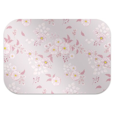 Office chair floor protector Small pink flowers