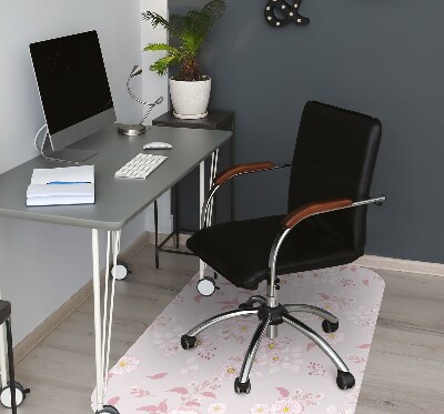 Office chair floor protector Small pink flowers