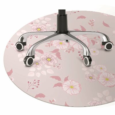 Office chair floor protector Small pink flowers