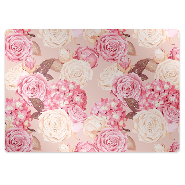 Chair mat floor panels protector Roses and hydrangeas