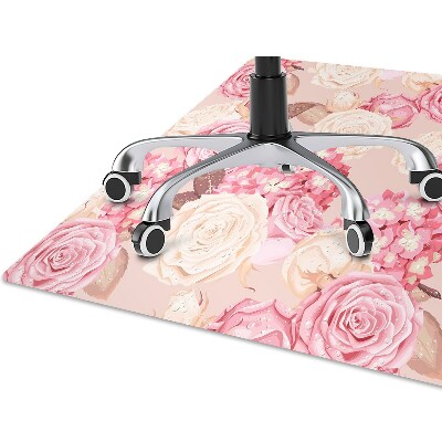 Chair mat floor panels protector Roses and hydrangeas