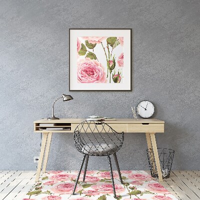 Desk chair mat Beautiful roses