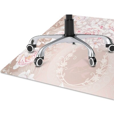 Office chair floor protector White roses