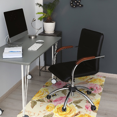 Computer chair mat Birds and Roses
