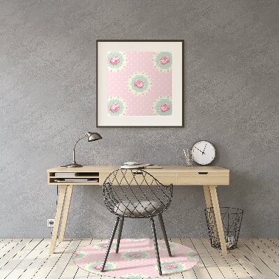 Desk chair mat Roses and Dots