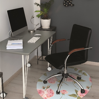 Desk chair mat Roses with leaves