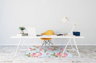 Desk chair mat Roses with leaves