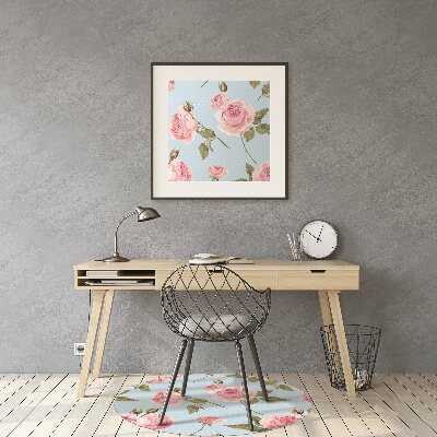 Desk chair mat Roses with leaves