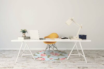 Desk chair mat Roses with leaves