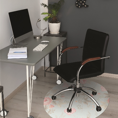 Desk chair mat Roses and butterflies