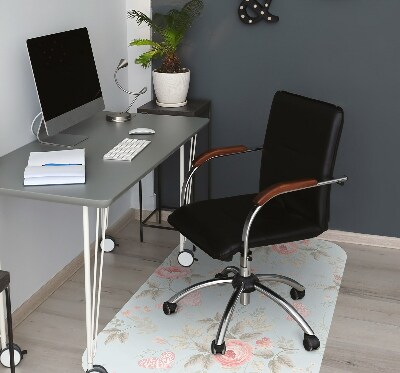 Desk chair mat Roses and butterflies