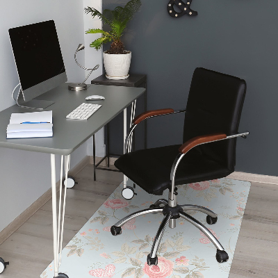 Desk chair mat Roses and butterflies