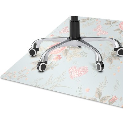 Desk chair mat Roses and butterflies