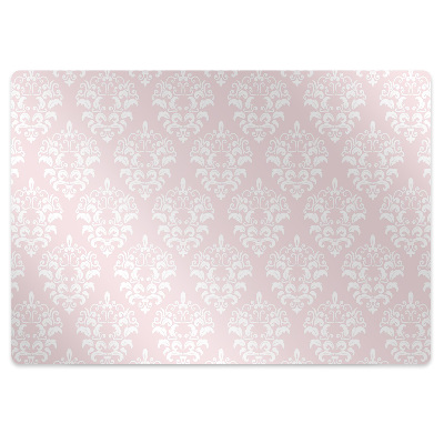 Desk chair mat pink Damask