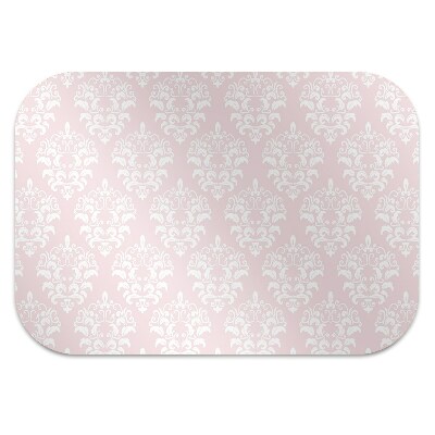 Desk chair mat pink Damask