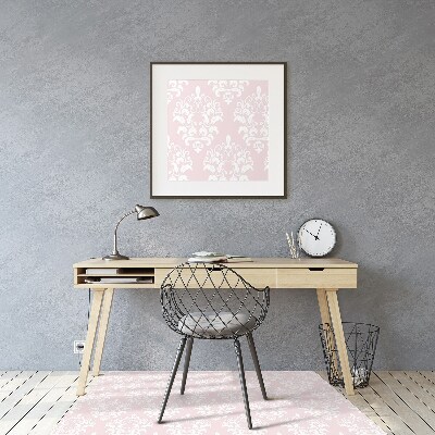 Desk chair mat pink Damask