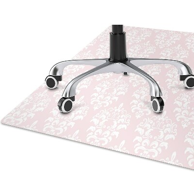 Desk chair mat pink Damask