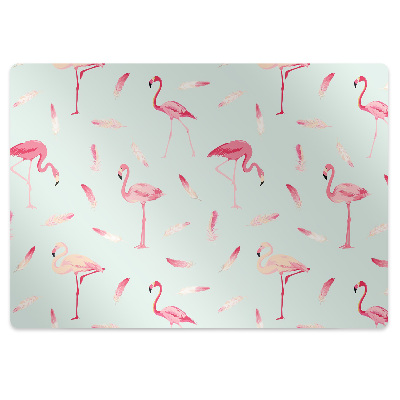 Chair mat floor panels protector Flamingos and pen