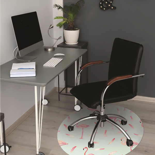 Chair mat floor panels protector Flamingos and pen