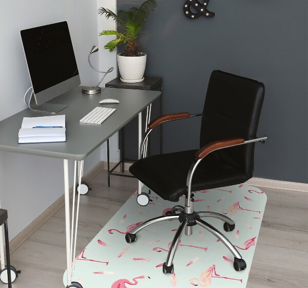 Chair mat floor panels protector Flamingos and pen