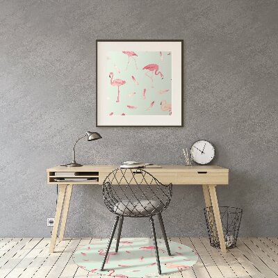 Chair mat floor panels protector Flamingos and pen