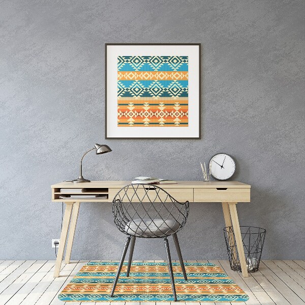 Chair mat floor panels protector Navajo pattern style
