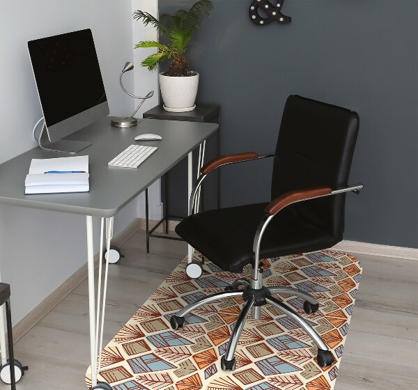 Office chair mat Ethnic brown pattern
