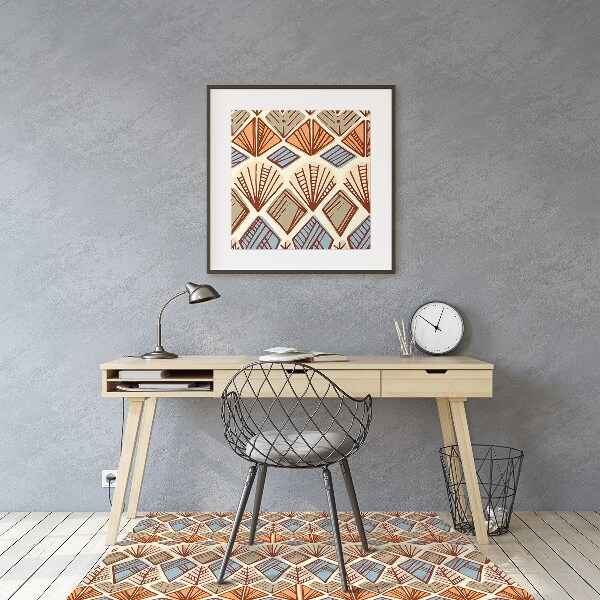 Office chair mat Ethnic brown pattern