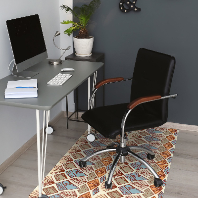 Office chair mat Ethnic brown pattern