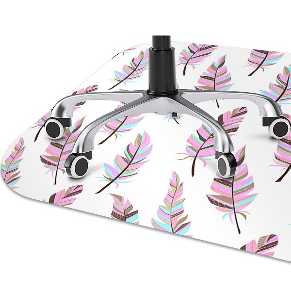 Computer chair mat pink feathers