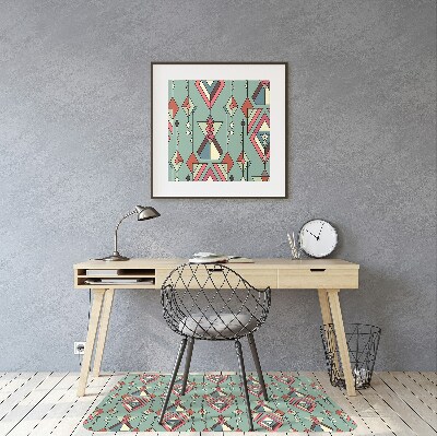 Desk chair mat Aztec pattern