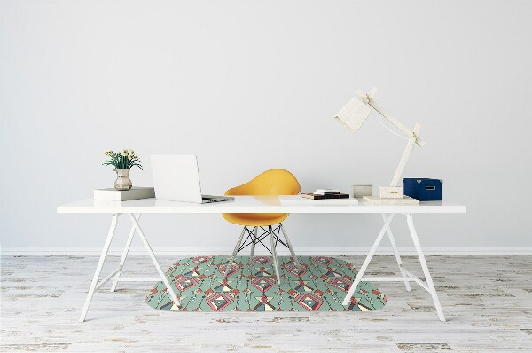 Desk chair mat Aztec pattern