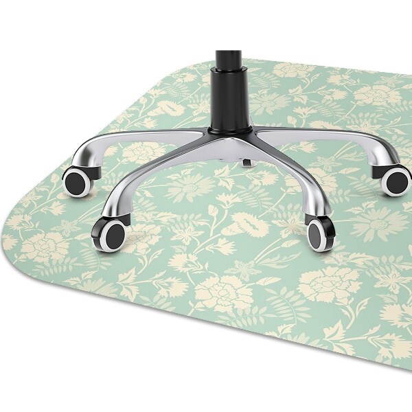 Computer chair mat white flowers