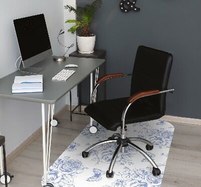 Office chair mat Butterflies and flowers