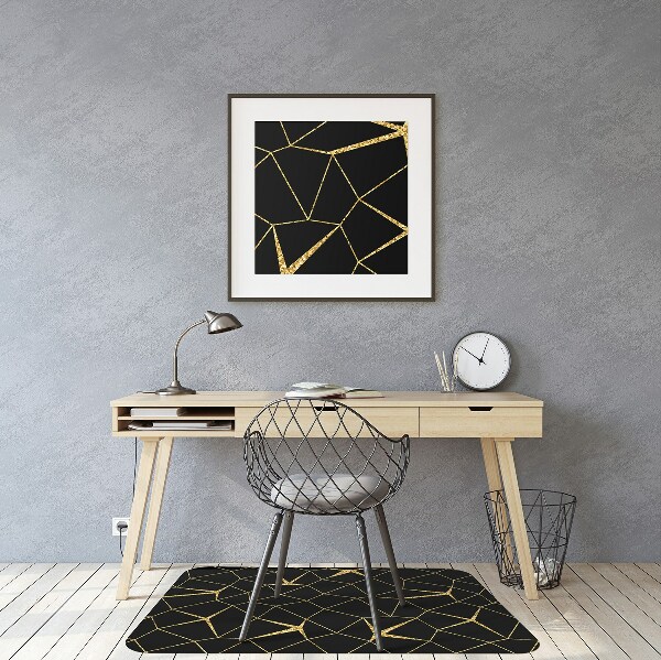 Desk chair floor protector Mosaic gold and black