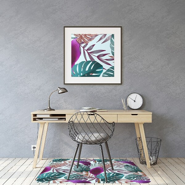 Office chair mat tropical leaves