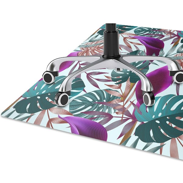 Office chair mat tropical leaves