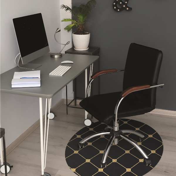 Desk chair mat Gold diamonds