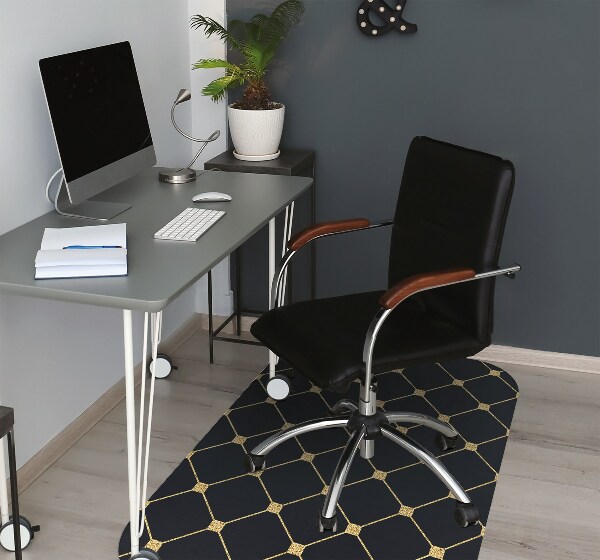 Desk chair mat Gold diamonds